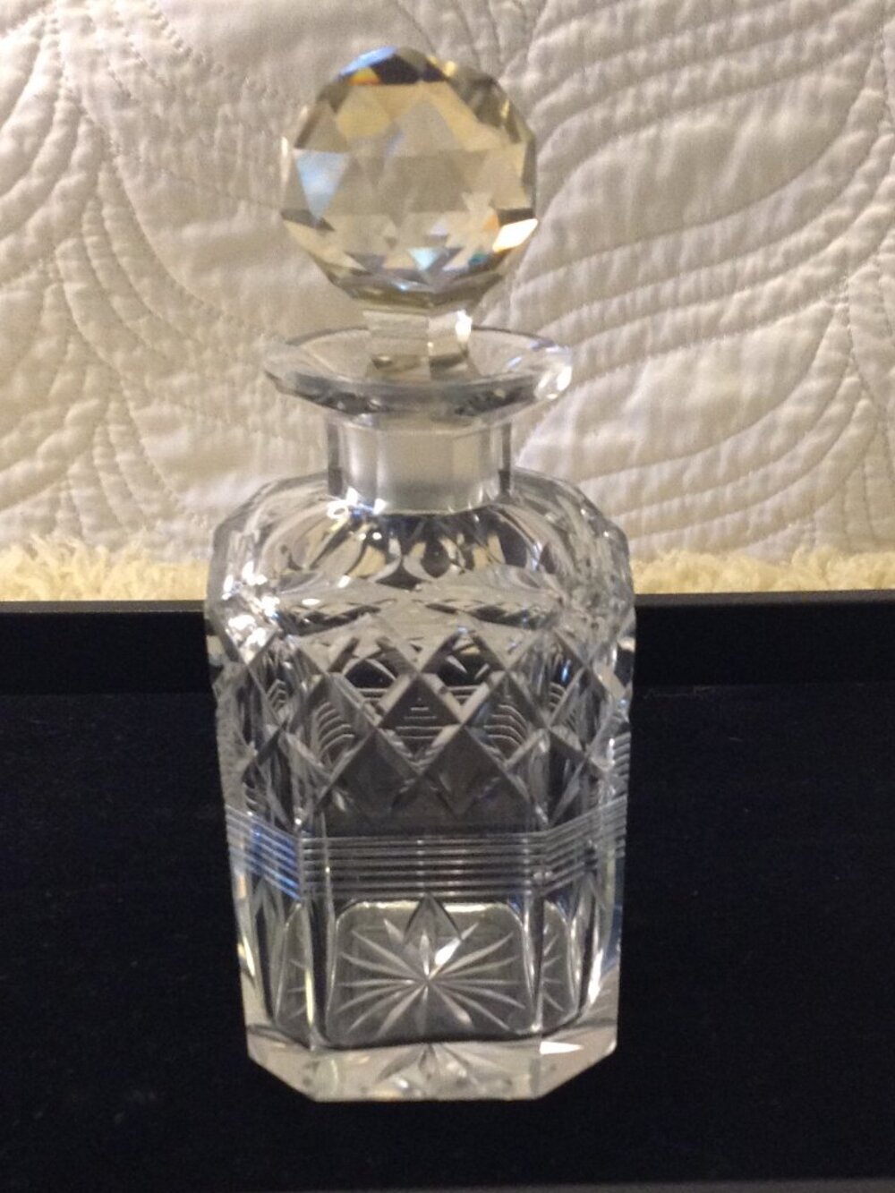 VTG 70's Cut Glass Perfume Bottle Vanity Decanter w/Stopper Traditional Chic